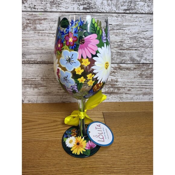 Lolita Love My Wine WILDFLOWERS Wine Glass Tag Original Box - Picture 8 of 9